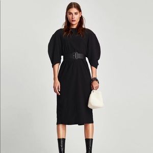Zara Puffed Sleeve Black Dress